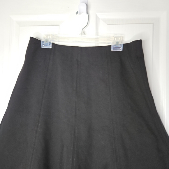 Ann Taylor LOFT Black Ponte Seamed Flare Skirt Size Large Tall LT Elastic Waist - Picture 2 of 9